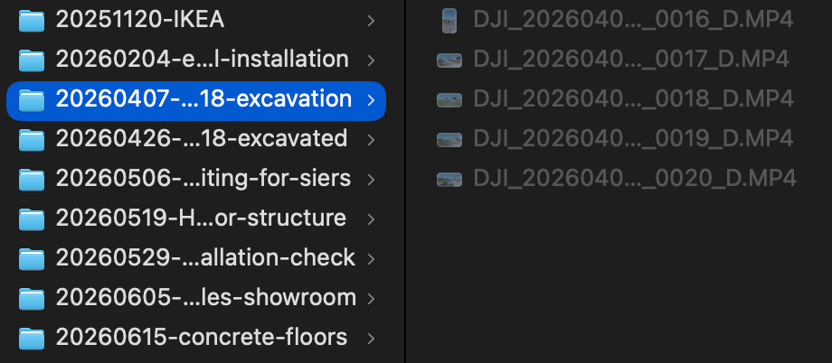 Selecting a folder of video files in Finder